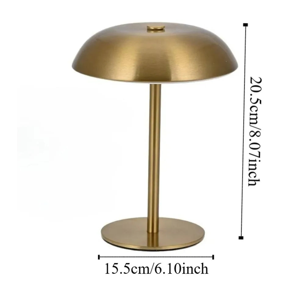 3-Color Lights Mushroom Table Lamp Touch Control Eye-Caring Light Metal Bedside Lamp Stepless Dimmable Non-slip Bottom