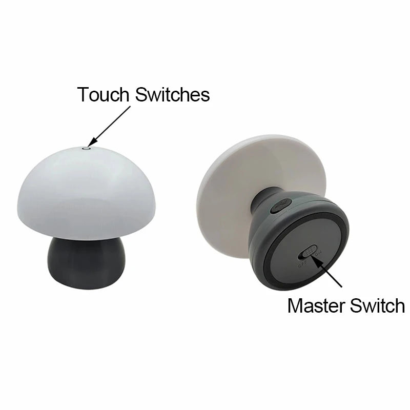 Mushroom Led Table Lamp Charging Touch Desk Coffee Bar, Hotel Bedroom Decoration, Nordic Creative Atmosphere, Small Night Light
