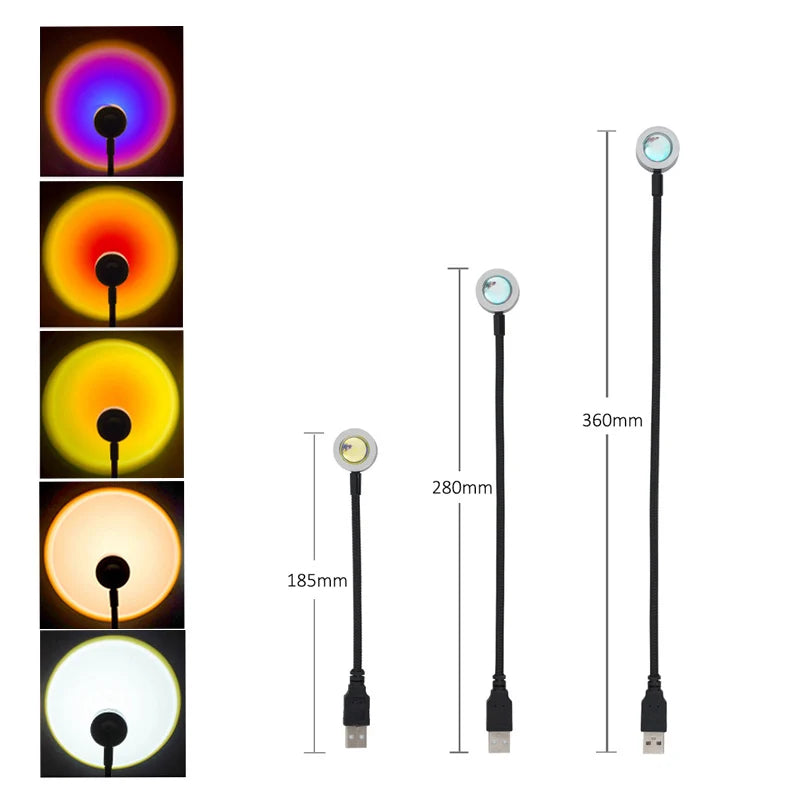 Sunset Projection Lamp 🌅 | 16 Colors LED Mood Light for Bedroom, TikTok & Aesthetic Room Decor